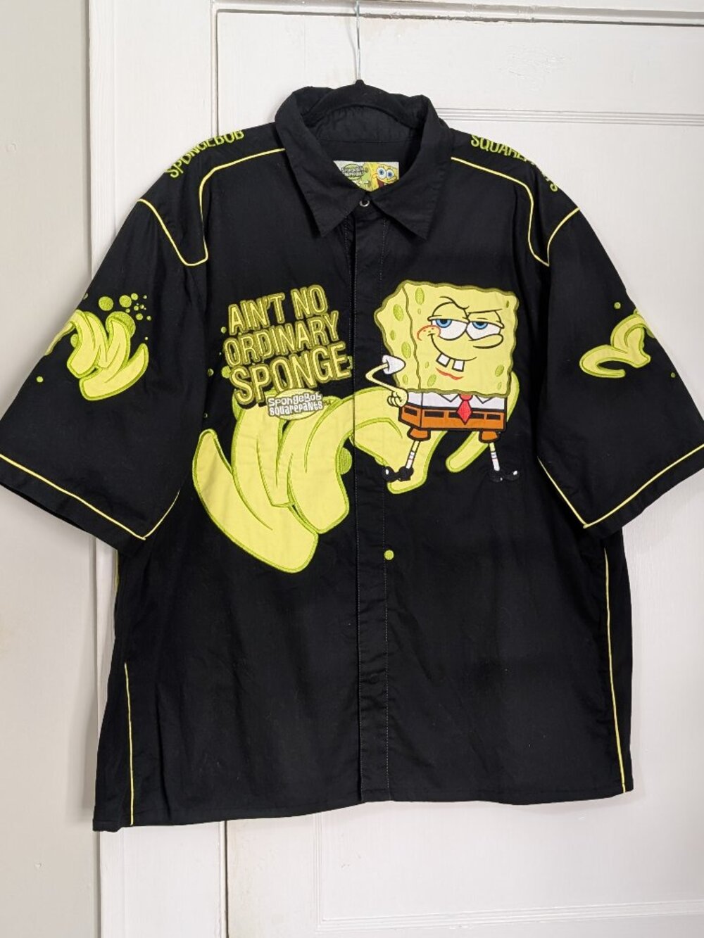 Vtg Spongebob Squarepants Jeff Hamilton Designs Men's Shirt 2XL Button Up Snap
